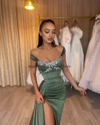 Mermaid Saudi Arabia Prom Dress Sweetheart Beadings Spaghetti Straps Slit Party Gowns Formal Evening Celebrity Vestido De Noche