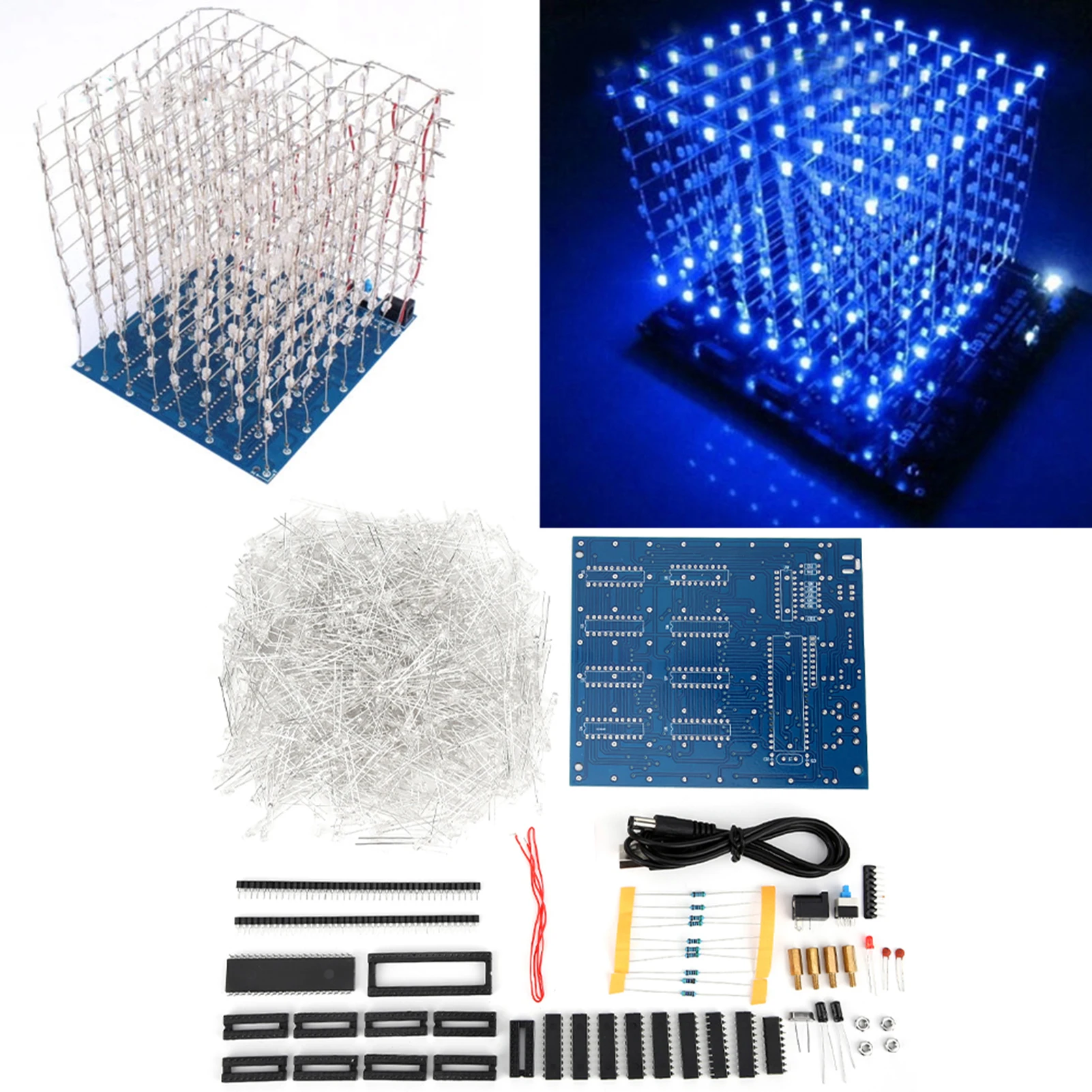 Kit de bricolaje de luz LED, placa de circuito impreso 3D, parámetro impreso estable para cubos de 8x8x8CM, Kit de luz LED de 8x8x8 CM, Kit de bricolaje de luz LED