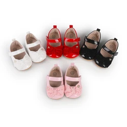 Toddler Baby Girls Princess Shoes Soft PU Leather Bow Non-slip First Walker Shoes