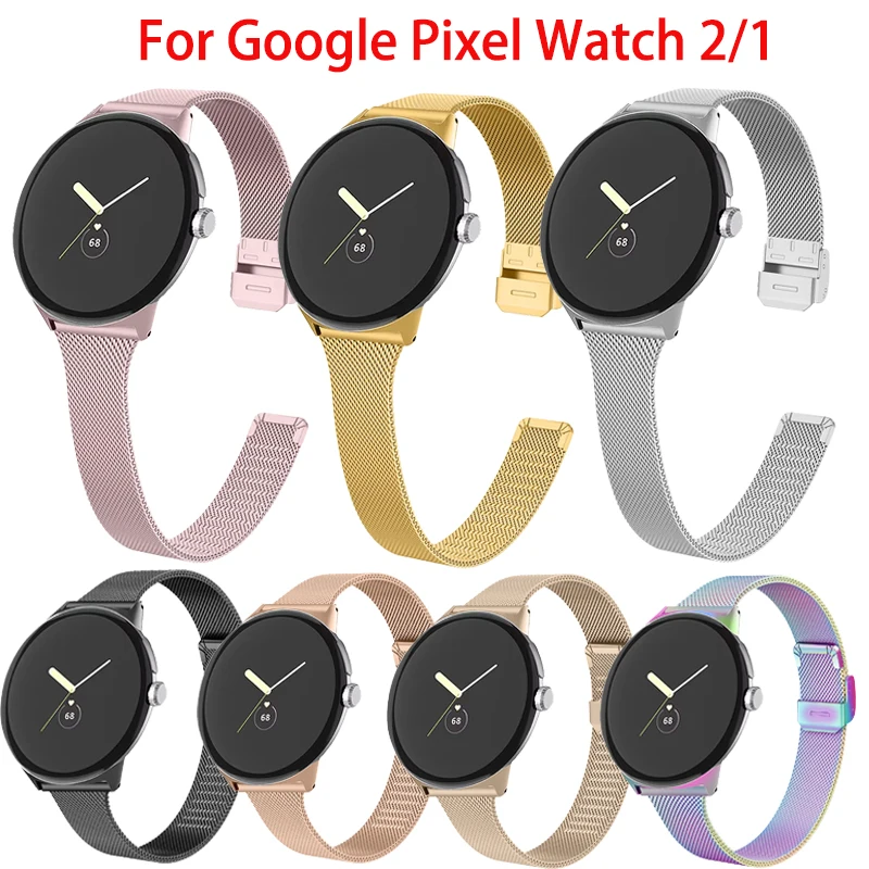 Schlankes Mailänder Armband für Google Pixel Watch 2 No Gap Mesh Armband Edelstahl band für Google Pixel Watch Ersatz Armband