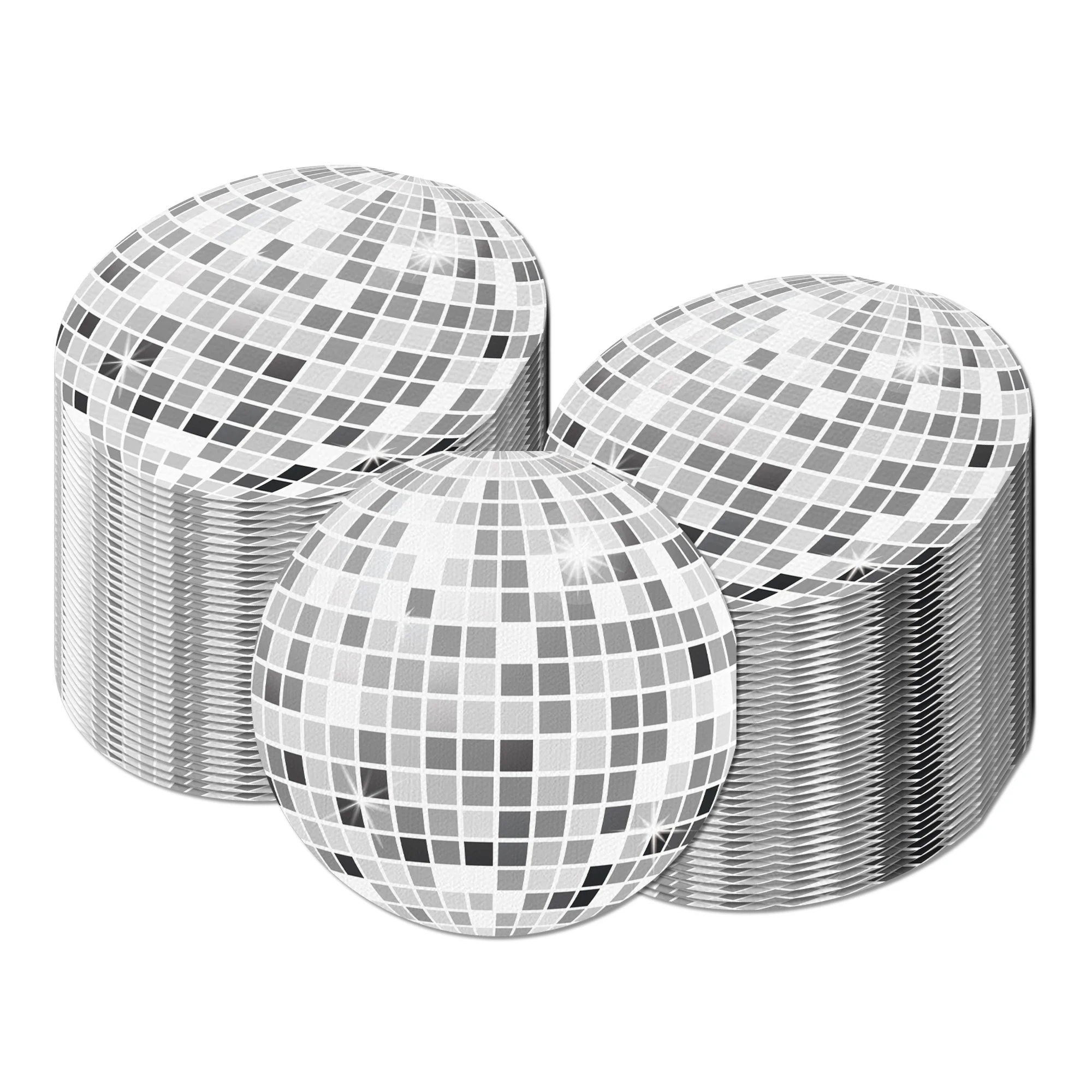 20 unids/bolsa 70s Bola de discoteca servilleta de papel desechable pañuelos redondos toalla para música de los años 80 tema de discoteca decoración de fiesta de jubilación de cumpleaños