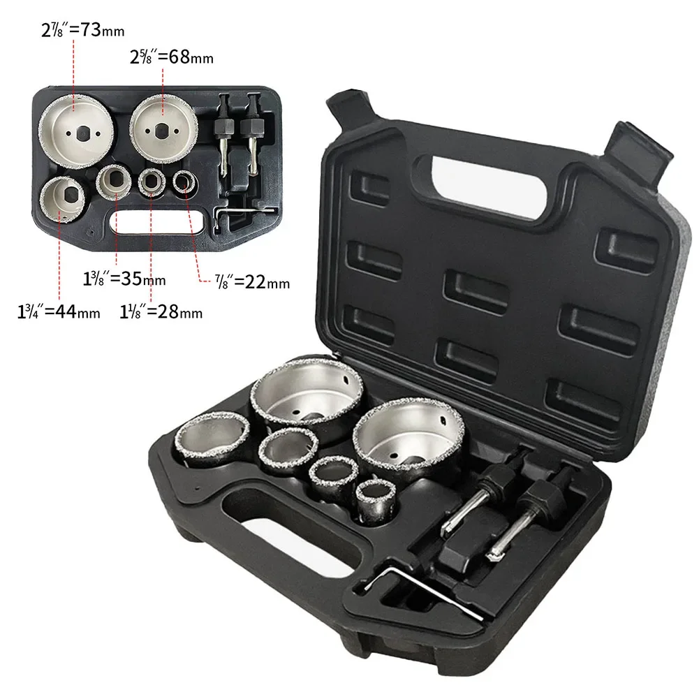 

9pcs Tile Hole Opener Hard Alloy Tile Hole Opener Set Brazing Particle Hole Opener Combination Power Tools Accessories