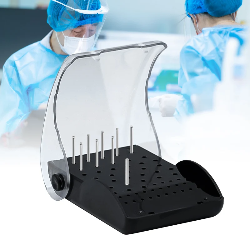 60 Holes Dental Burs Holder Plastic Bur Block Holder Autoclave Sterilizer Case Disinfection Box Dentistry Lab Tool