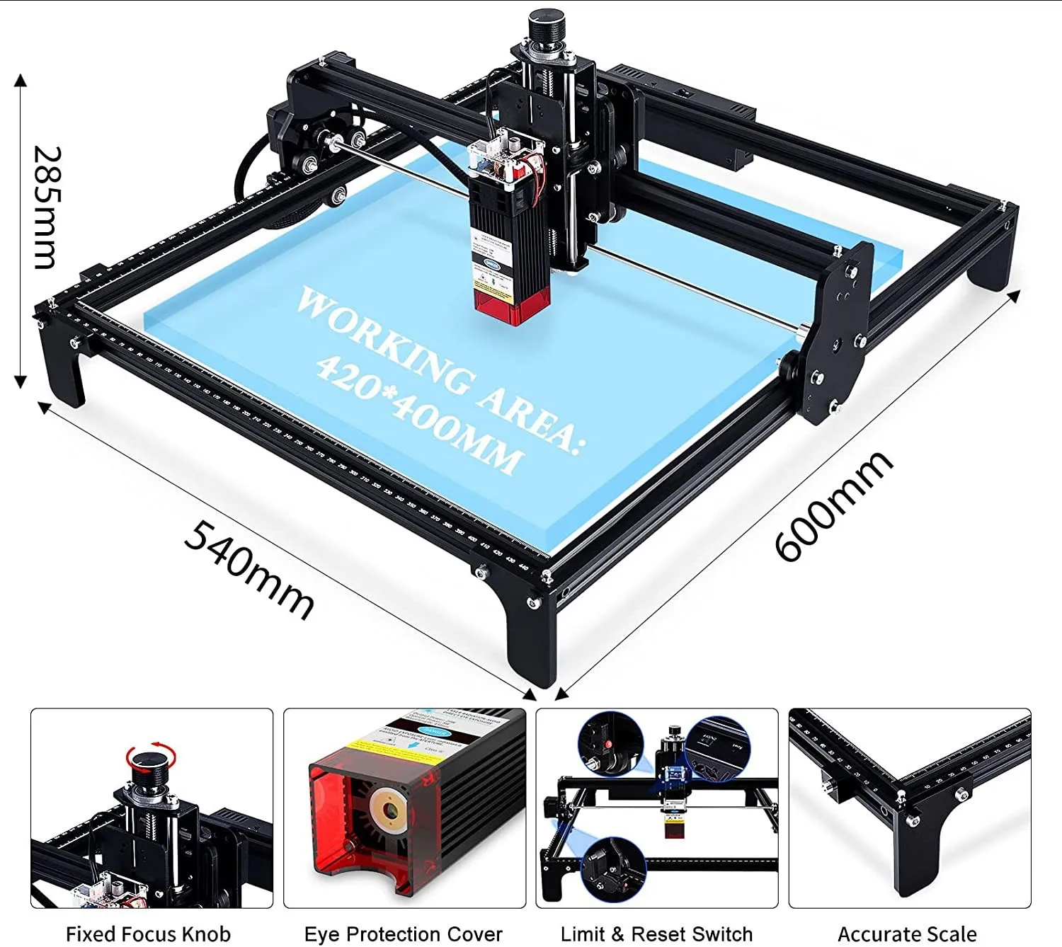 4240 Two Axis Laser Engraving Machine 20W 40W High Power Engraving Phone APP Control Two axis carving small Wood Cutting