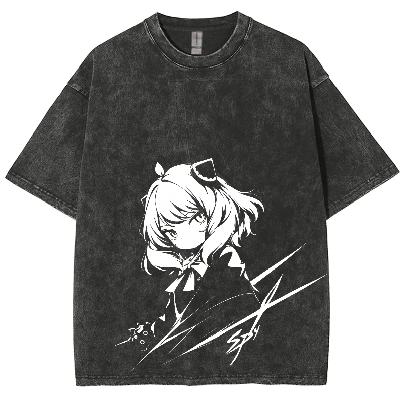 

Japanese Anime-Style Character Portrait Print Women's T-Shirt Loose Oversized Wash Short Sleeve Girly Sweetheart Casual Top