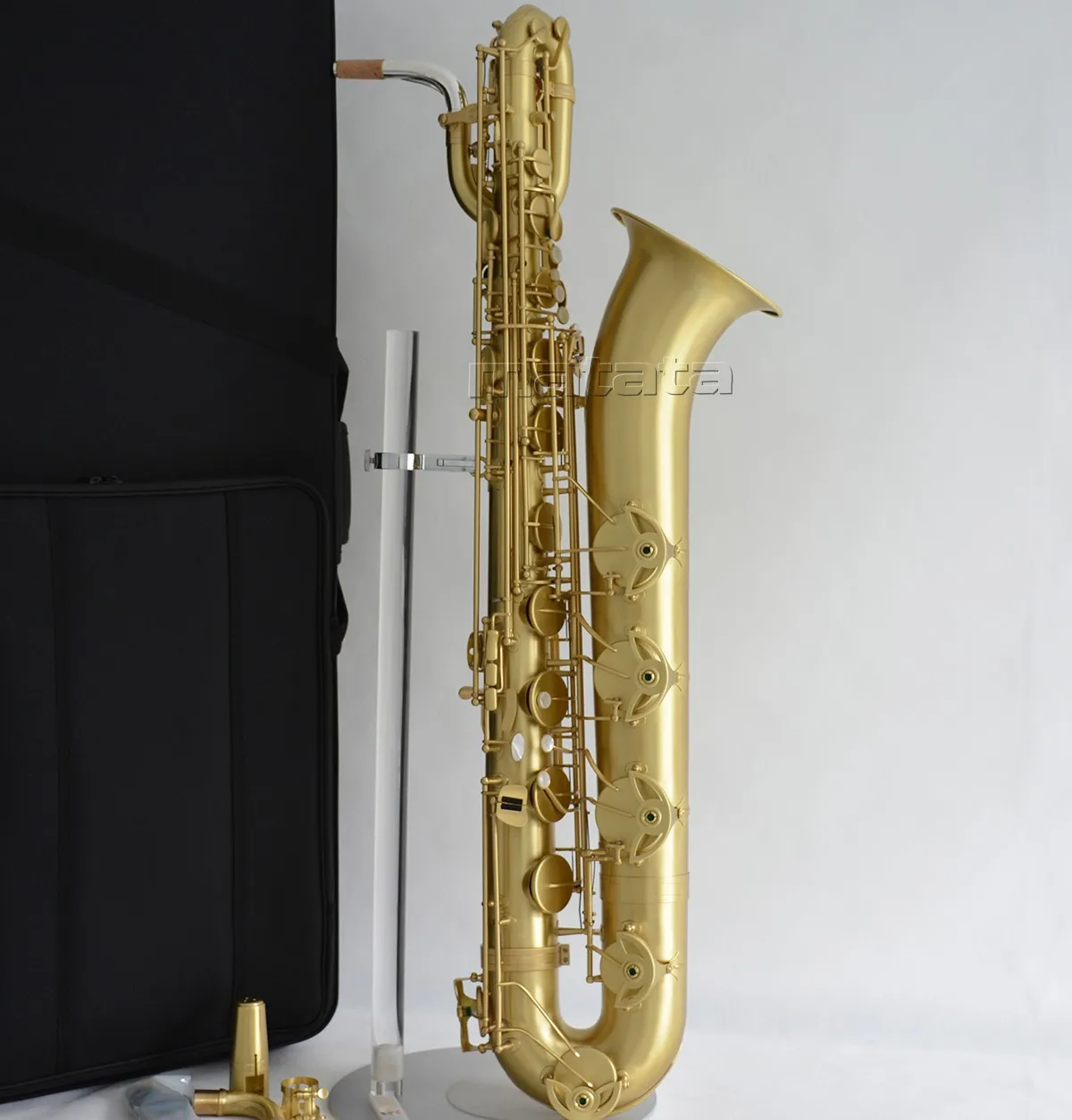 Fast Ship TAISHAN Brushed Brass Baritone Saxophone New Bari With 2 Necks Low a key High F