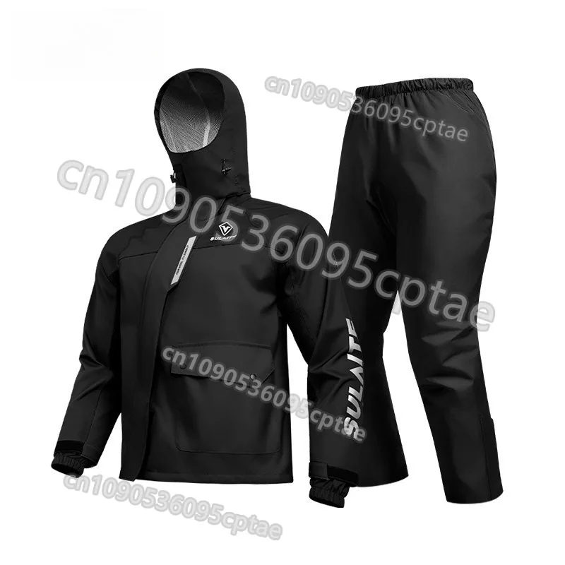 Motorcycle Rider Raincoat Set Men Color-Matching with Upgraded Hidden Boot Covers Reflective Stripes Impermeable Motociclista