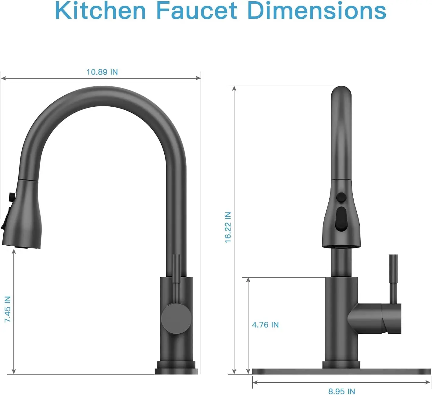 Kitchen Faucet with Pull Down Sprayer for Kitchen Sink,Matte Black Kitchen Sink Faucet with 3 Modes Stream,Spray and Pause Modes