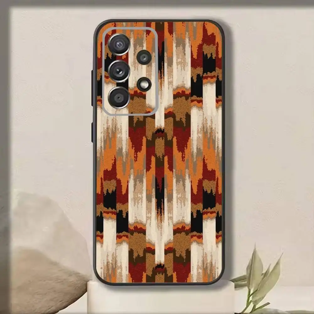 W-Wax生地A-アフリカ風スマホケース Samsung S25、S24、S21、S22、S23、S30、Ultra、S20、Plus、Fe、Note、10、9、5G対応 ブラックカバー