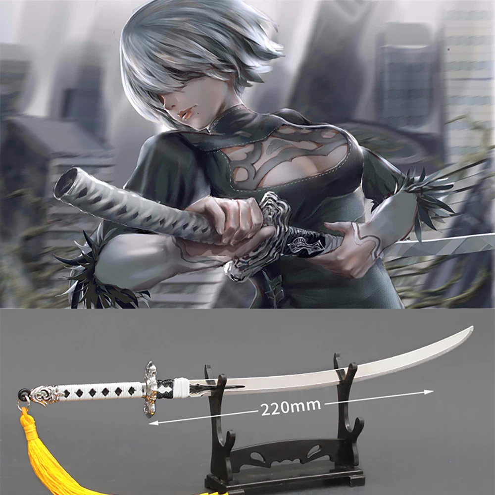 

22cm White Contract Sword Keychain NieR:Automata Full Metal Weapon Sword Model Showpiece Home Decoration Crafts Gifts for Boys