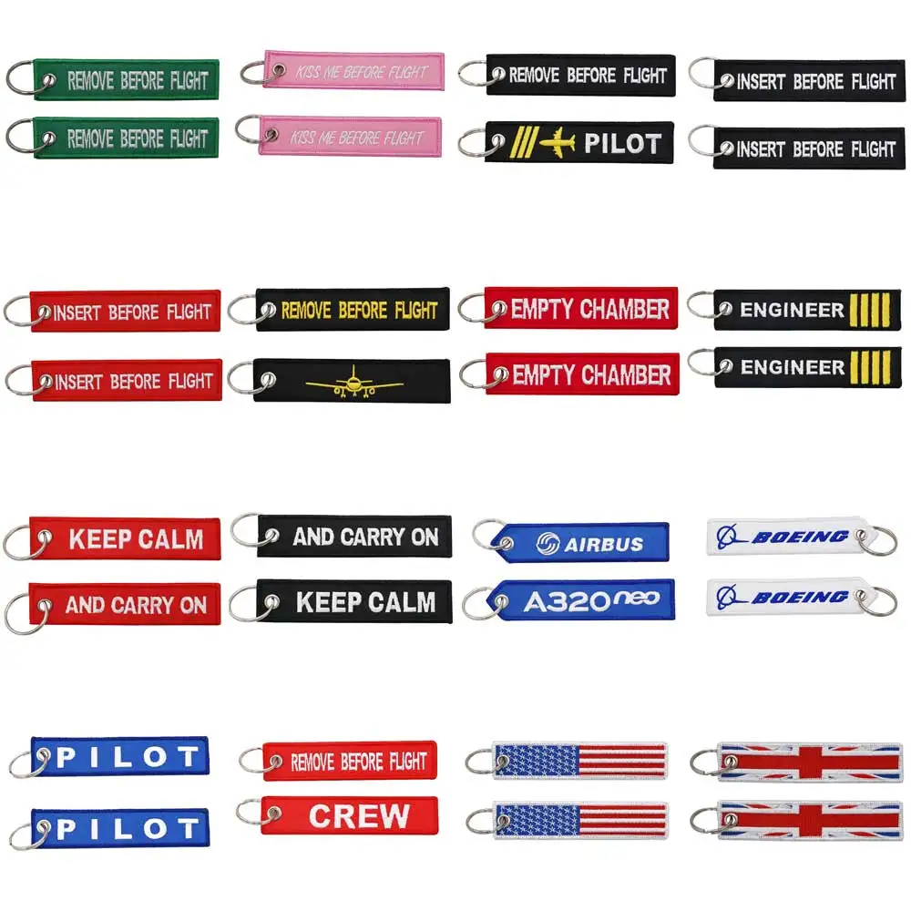 Remove Before Flight Embroidery Airbus Logo Keychain with Keyring for Pilots