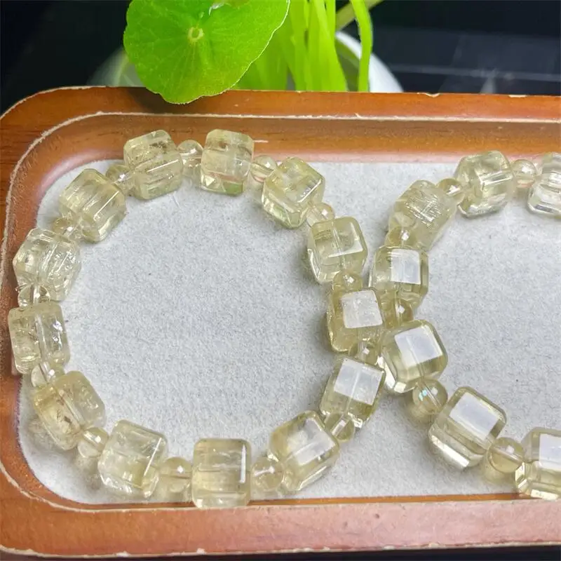 

10-11MM Natural Citrine Quartz Cube Bracelet Round Bead Crystal Healing Round Bead Women Men Fine Jewelry Gift 1PCS