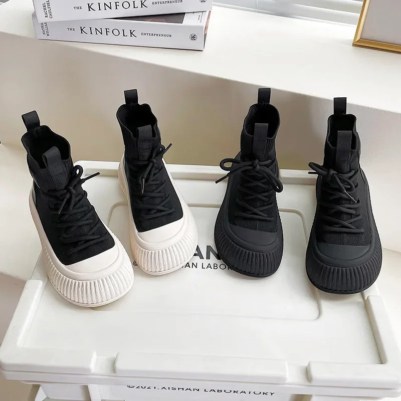 

2025 Girls' Socks Boots 2025 Spring and Autumn New Children's Breathable Casual Flying Woven Shoes for Boys Canvas Shoe