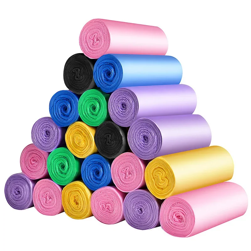 100pcs Thick Large Color Classification Flat Mouth Garbage Bags Household Disposable 5 Rolls Plastic Garbage Bags