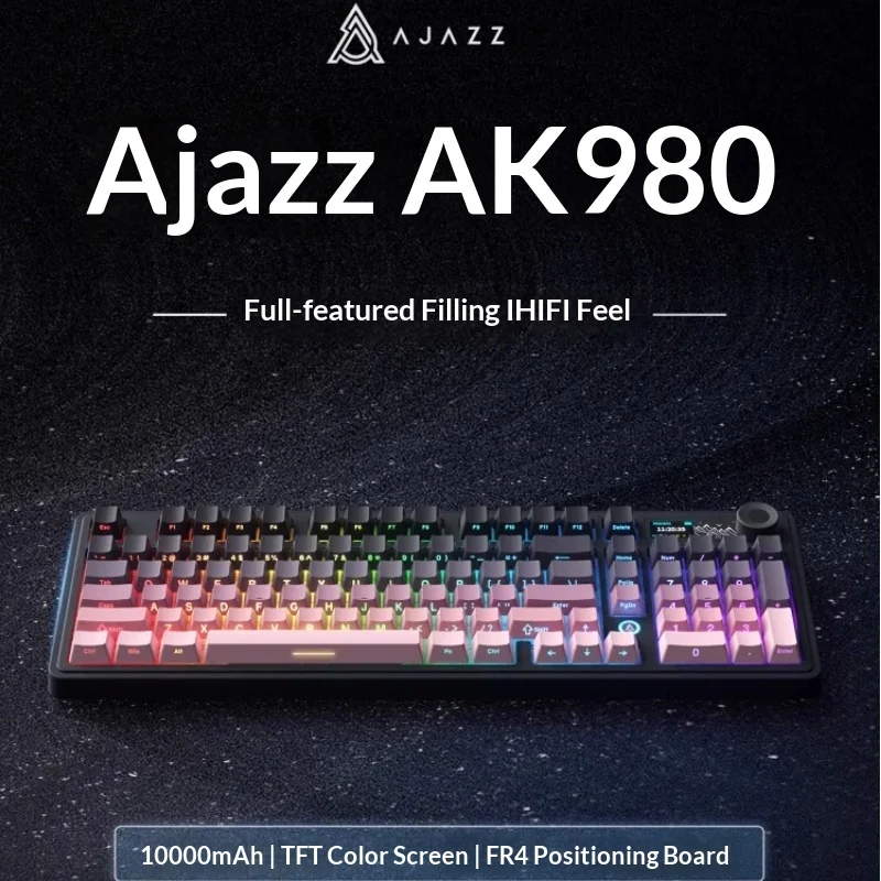 

Ajazz Ak980 Mechanical Gaming Keyboard Wireless Bluetooth Three Mode Customizable Side-Stamped Wired For Computer And Office