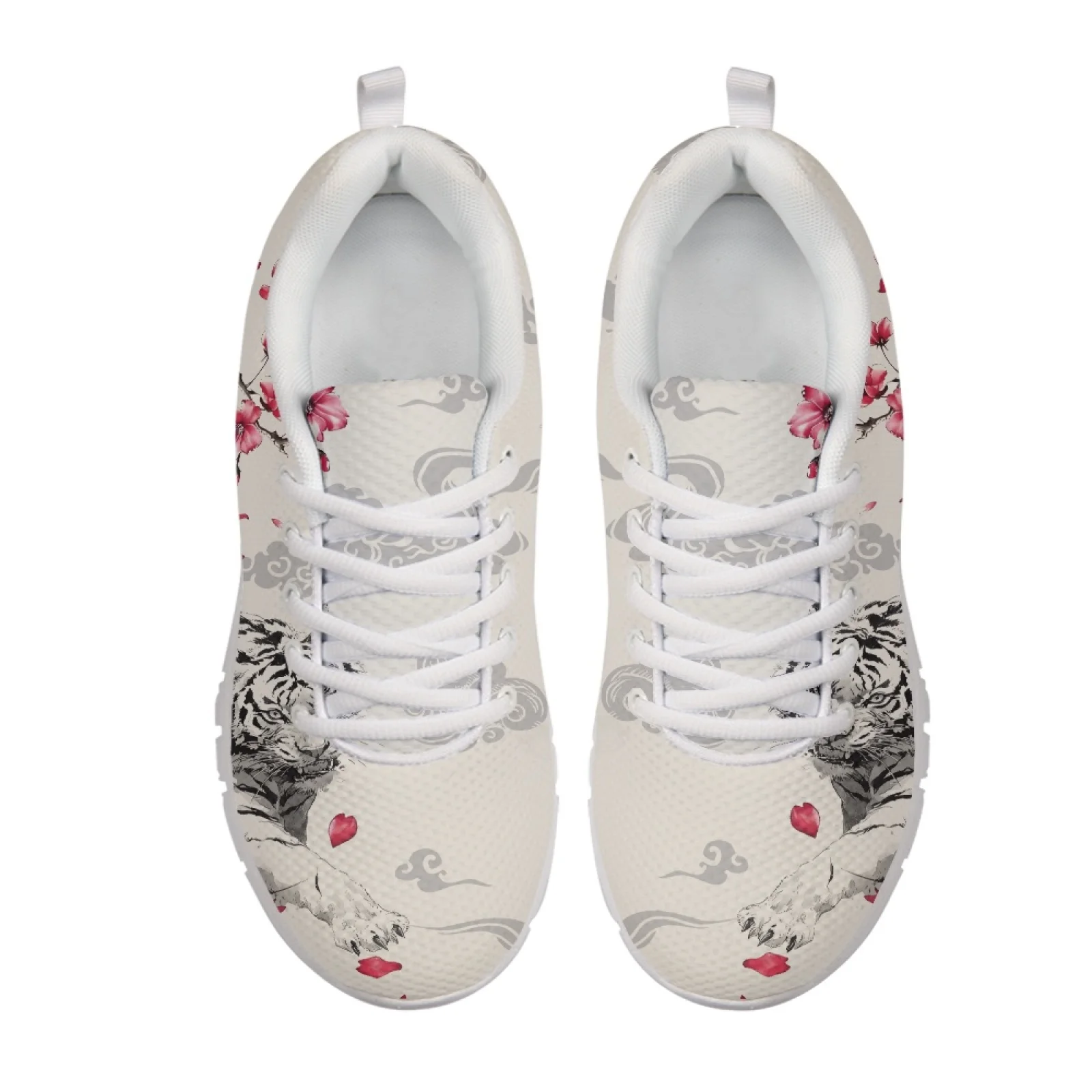 Coloranimal Tiger Red Floral Ink 2026 Trending Comfortable Running Shoes for Men Mesh & EVA Sole Tennis Sneakers Walking Shoes