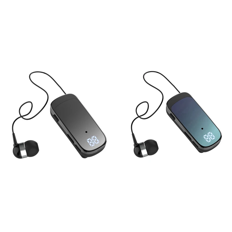 K65 Tie-Clip Retractable Wired Bluetooth Headset In-Ear Digital Display Long-Life Business Single-Ear Headset