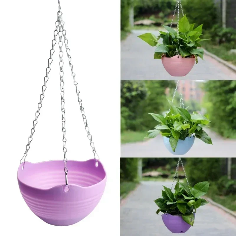 

Garden Supplies Plastic Thickened Resin Flower Pot Hanging Type Hanging Flower Plant Pot Chain Basket Planter Holder Accessories