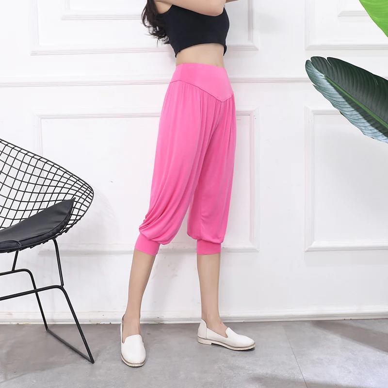 Cintura alta modal harlan calças femininas solto ajuste tamanho grande casual esporte yoga lanterna calças finas e plus size algodão orts