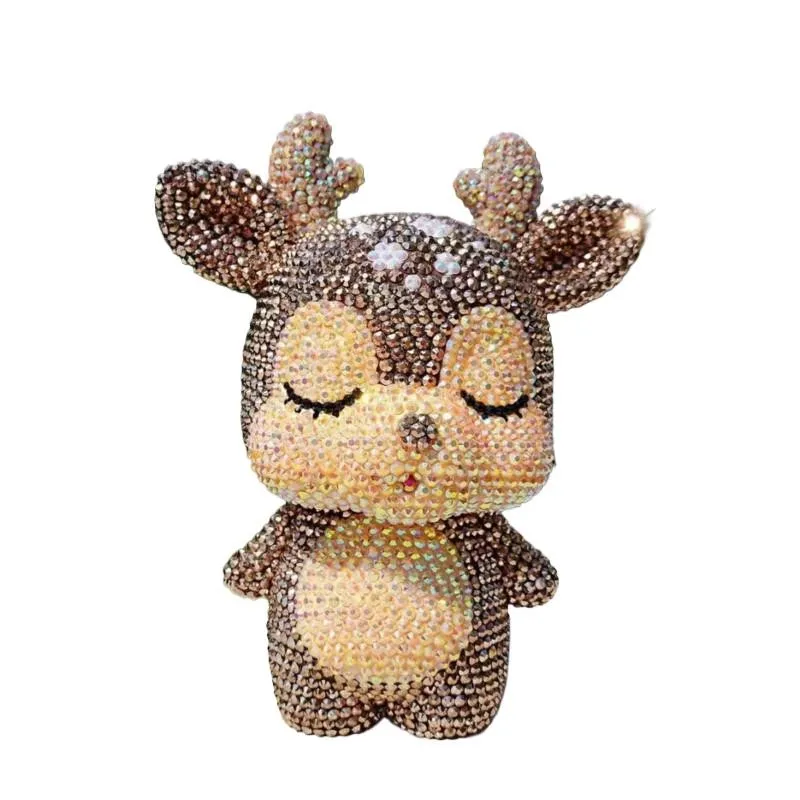 Blinged Sika Deer Coin Deposit Jar Diamond Mosaic Embroidery Piggy Bank Statue Kids Room Decorative Bithday Children's Day Gift