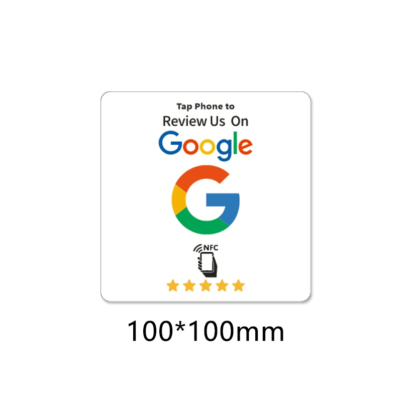 13.56MHz NTAG215 Square NFC Sticker Google Review Tap Desktop Self Adhesive Social Media Business Review Tag