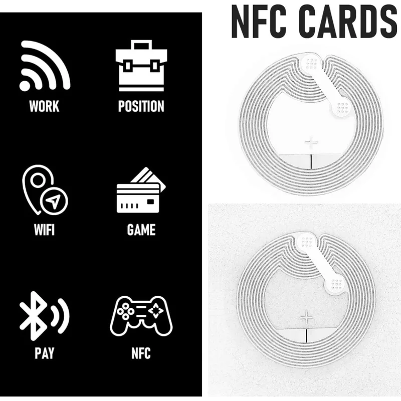 100pcs NFC Stickers Ntag215 Chip Rewritable RFID Tags 504 Bytes Memory Adhesive Labels for All NFC Devices