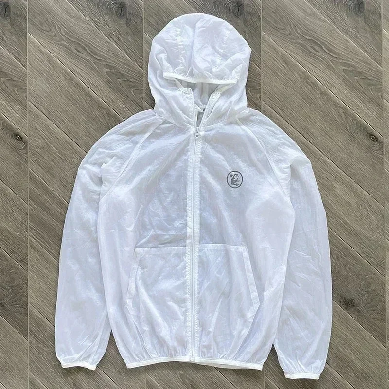 

24ss Oversized White Jackets For Men Women 1:1 Logo Printed Quick Drying Clothes Hooded Sunscreen Jackets