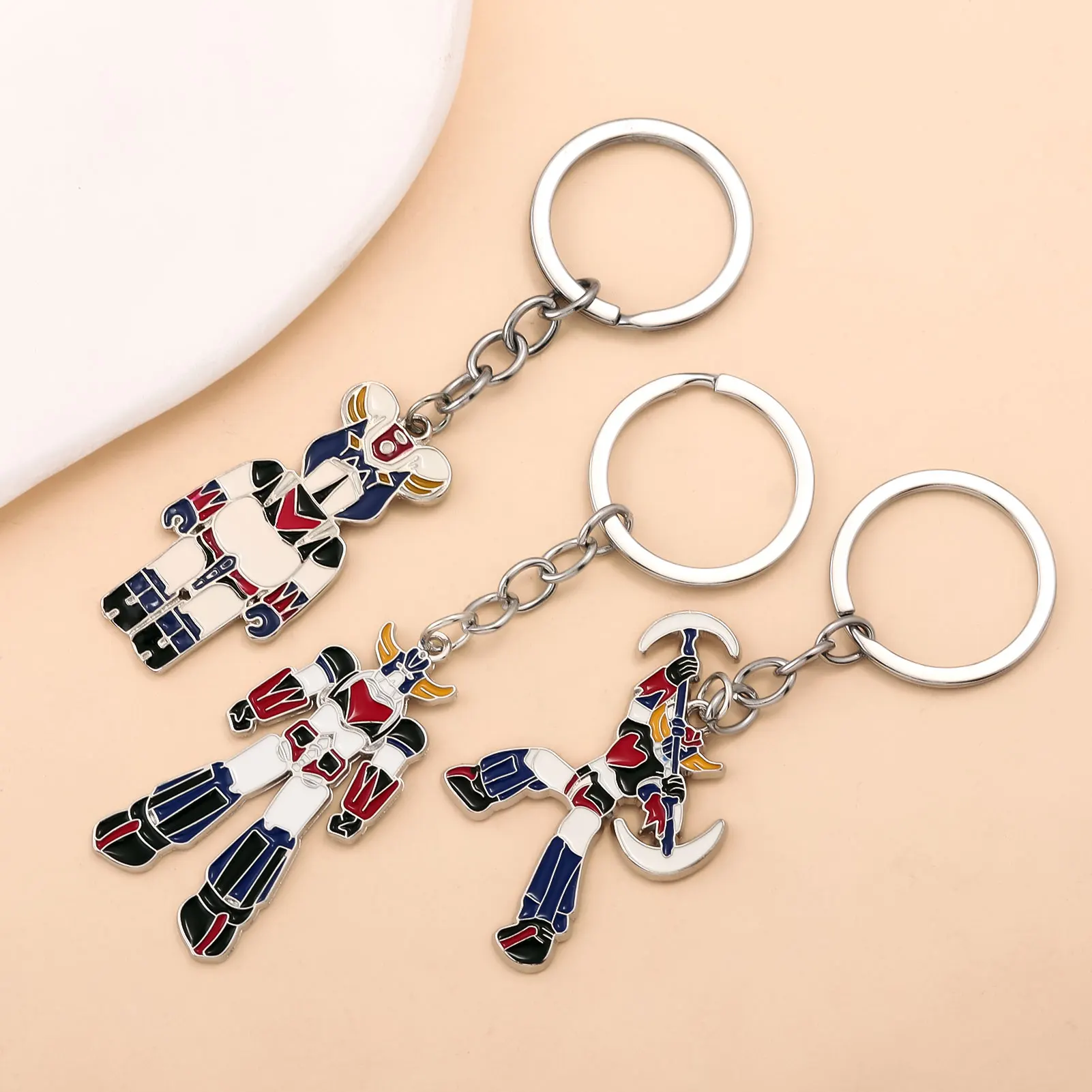 Demon God Mecha Warrior Keychain Anime Gundam Robot Keychain Backpack Charm Cartoon Pendant Role-playing Decoration Gift