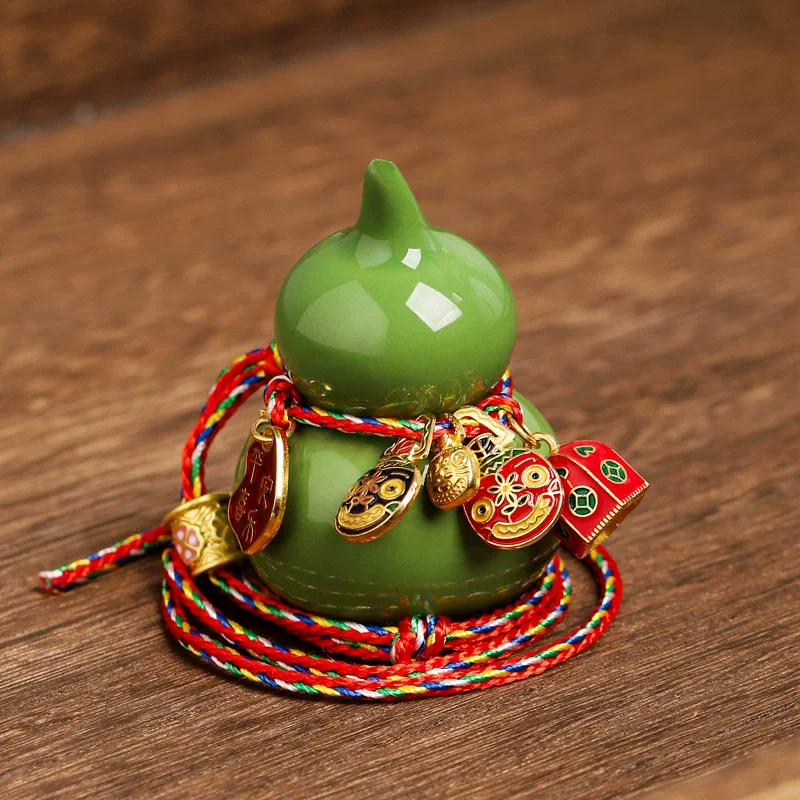 

Mini Colorful Ceramic Gourd Ornament, Hulu Home Decor for Good Fortune, Wealth Luck and House Blessing, Auspicious Crafts Gift