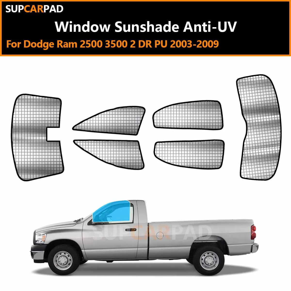 

For Dodge Ram 2500 3500 2 DR PU 2003-2009 Custom Car Window Sunshade Anti-UV Car Sun Window Visors Sunshade Covers Accessories