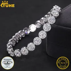 TUHE High Quality VVS1 Moissanite Classic Round Chain Necklace 925 Silver Unisex For Men Women Sterling Silver Luxury Gift