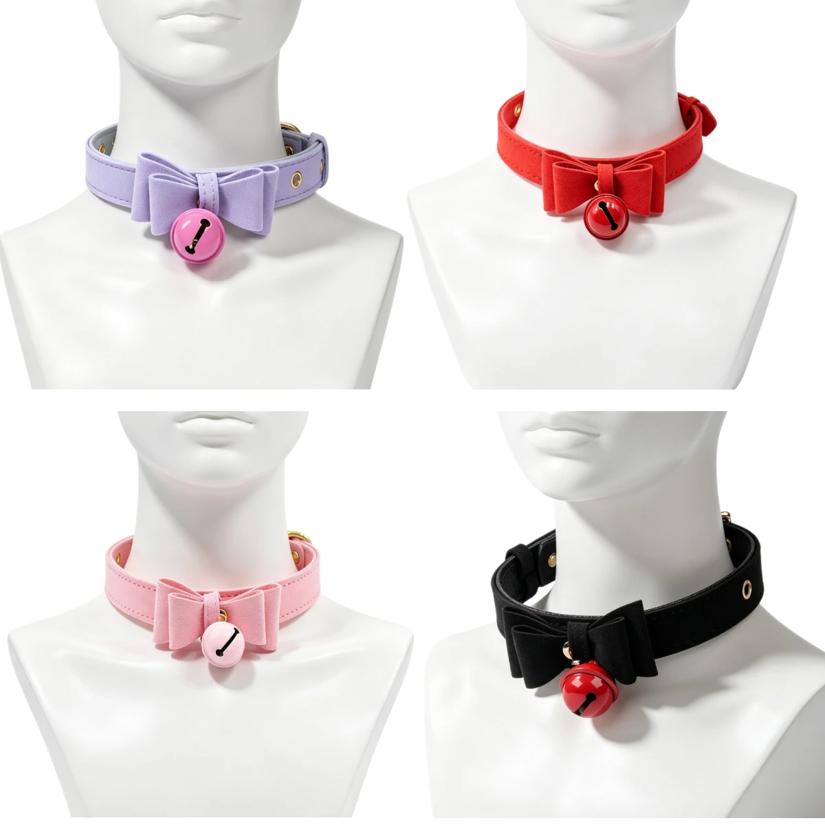 Exotic Accessorie Black Leather Choker Collar For Women Human Punk Chocker Necklace Goth Cosplay Accessoies Rave Festival  ﻿