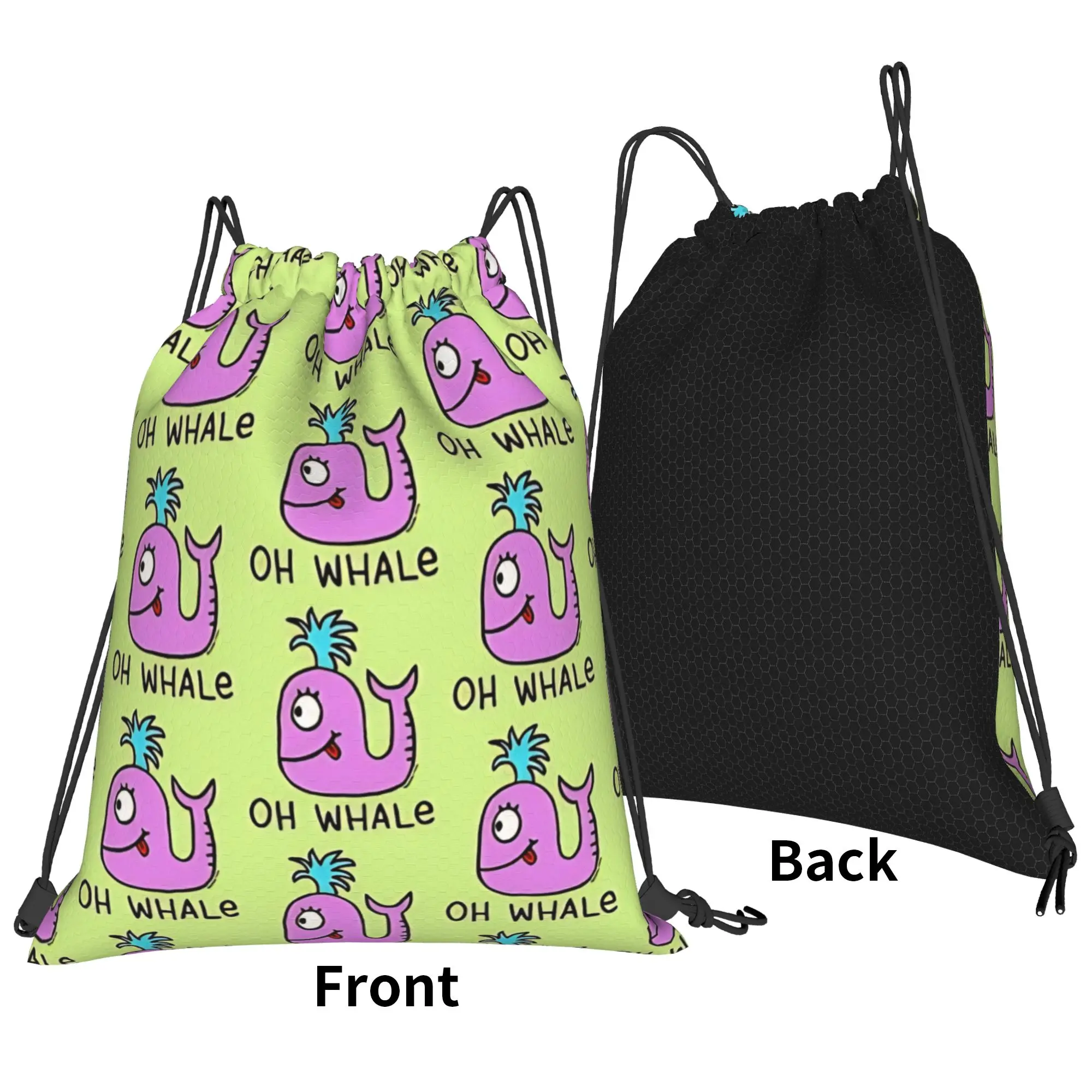 Pink Whales Cute Portable Sports Riding Gym Drawstring Storage Sporty Backpacks