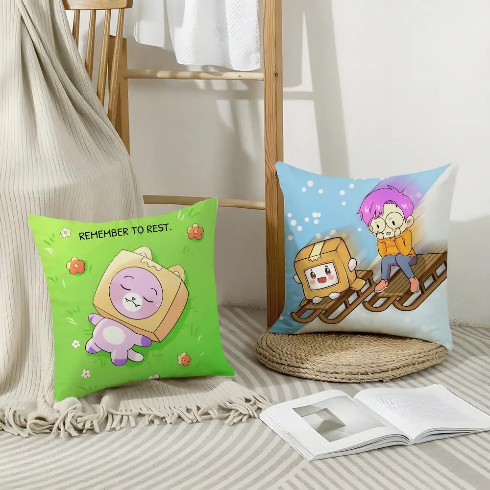 Famous Group L-LankyBoxS Cushion Cover Short Plush Breathable Pillowcase Odorless Invisible Zipper Washable Removable