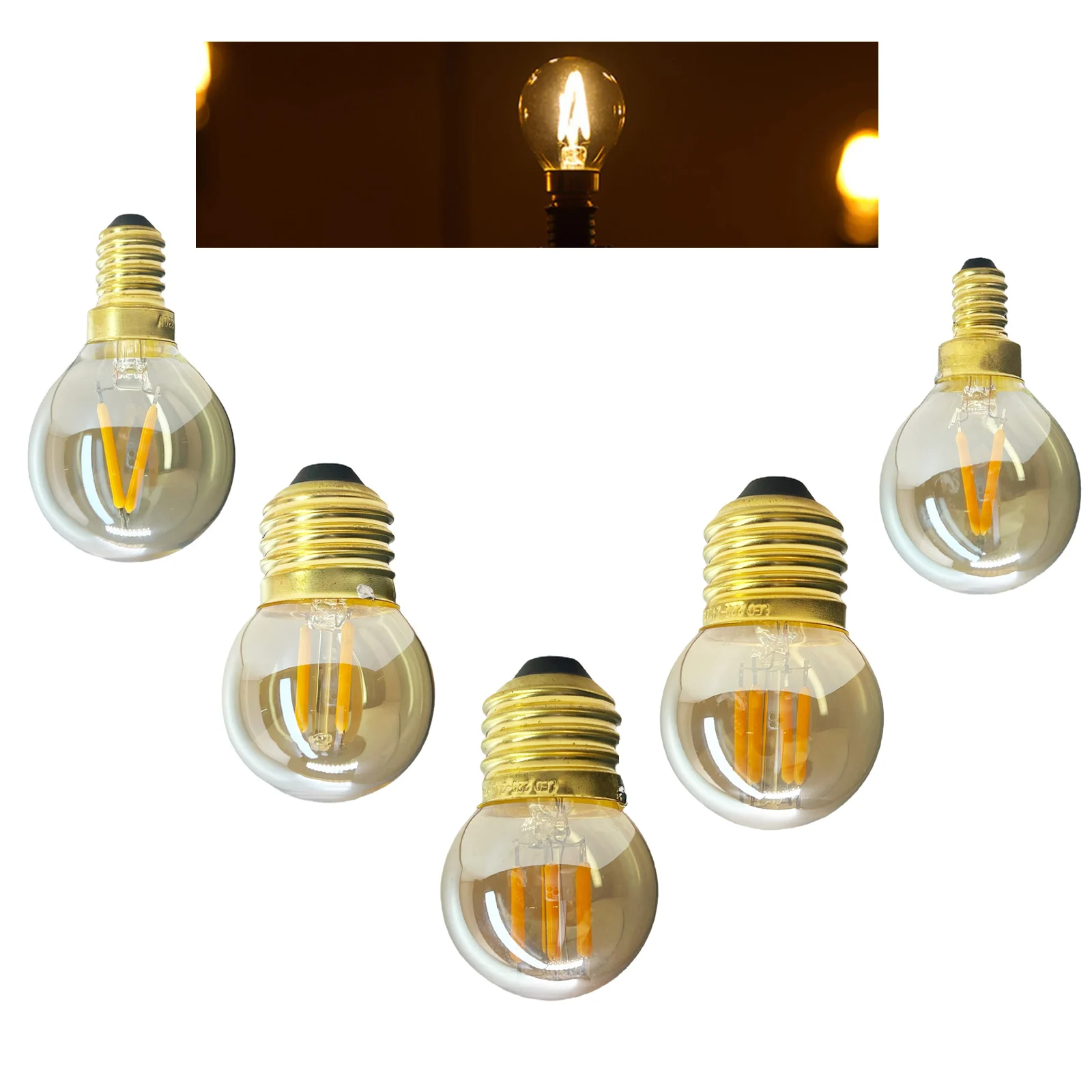 G40 Led Filament Globe Light Bulbs Replace Halogen Warm/Yellow Warm White Cob Energy-Efficient Glass Cover 220V 110V E12 E14 E27