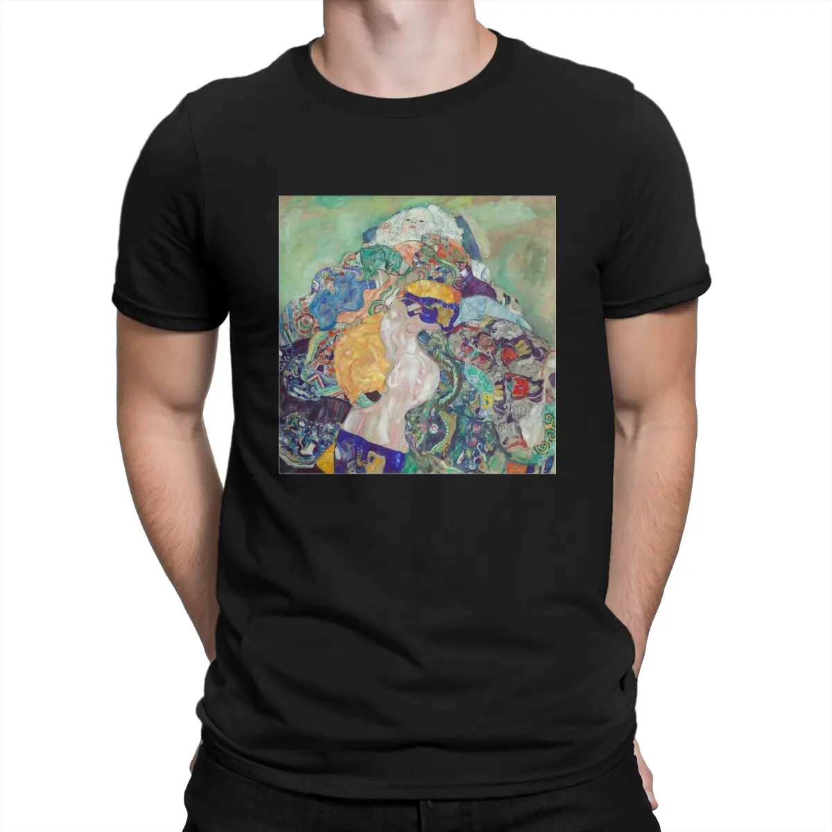 Baby (Cradle) Men's T Shirt Gustav Klimt Crazy Tees Short Sleeve O Neck T-Shirts 100% Cotton Original Tops