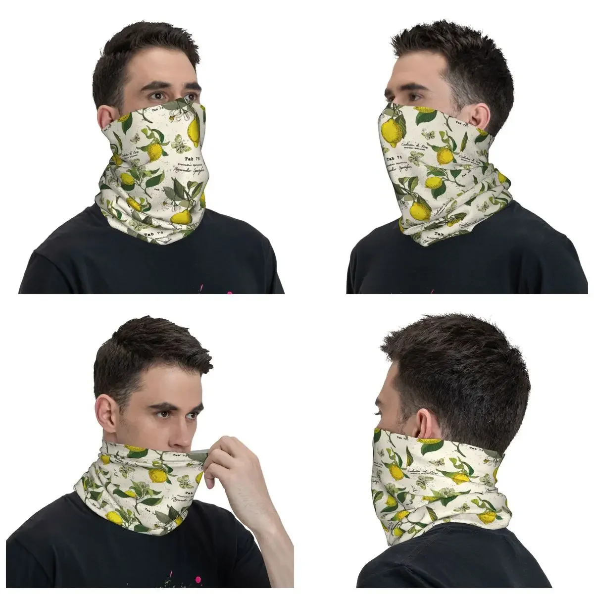 Lemon Fruit Bandana Neck Cover Printed Balaclavas Mask Scarf Warm Cycling Hiking for Men Women Adult Washable