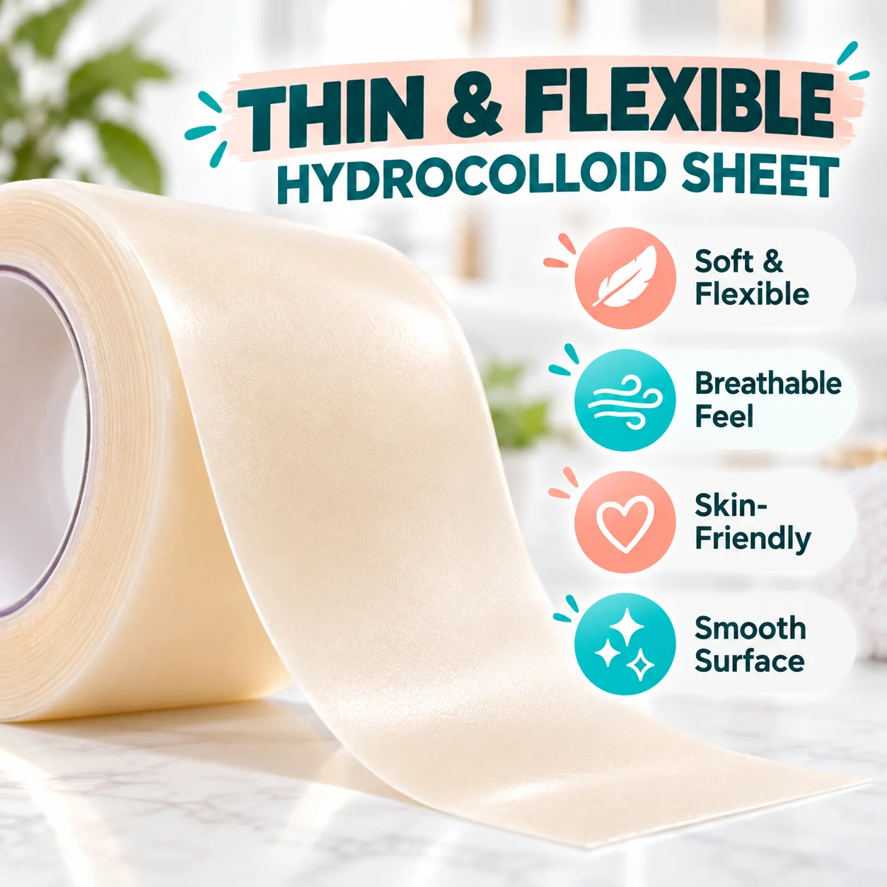 1 Roll 2IN X 5FT Pimple Patch Roll, DIY Hydrocolloid Spot Stickers, Cut into Circles, Squares or Custom Sizes for Face & Body