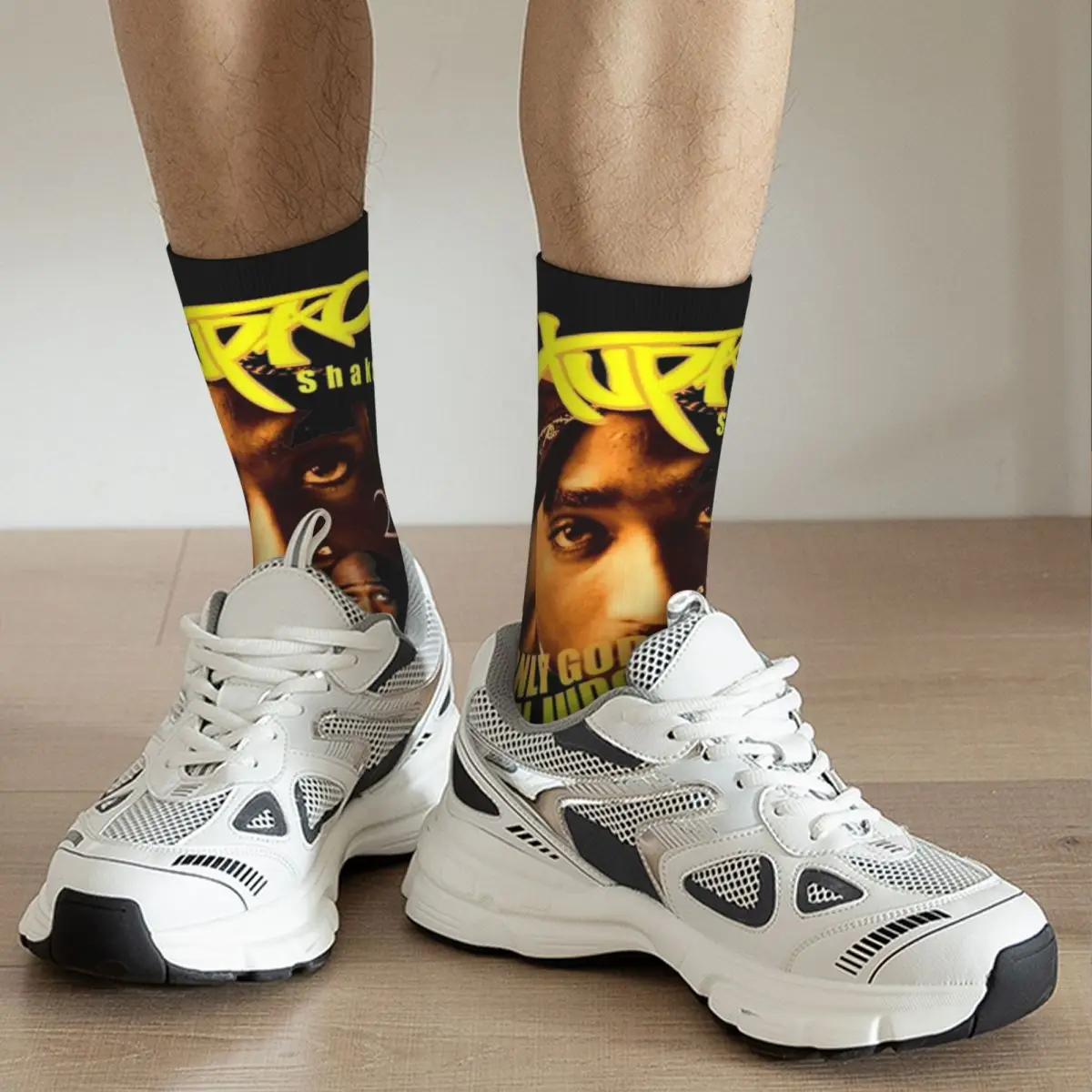 Otoño Invierno diseño loco mujeres hombres Tupac sólo Dios puede juzgarme 90s calcetines Vintage 2pac Hip Hop calcetines de baloncesto antideslizantes