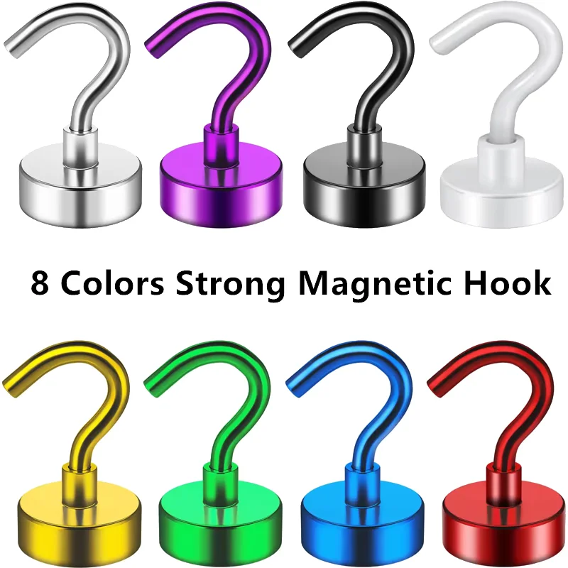 8Colors 16mm Heavy Duty Magnet Strong Magnetic Hooks Multi-Purpose Use Storage for Home Refrigerator Kitchen Bar Key Workplace