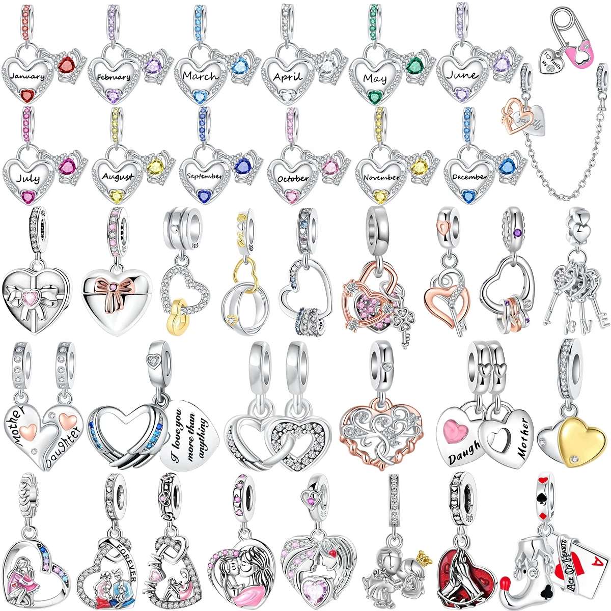 

Сверкающий камень, подвески из стерлингового серебра 925 пробы, сердце, ключ, кулон на день рождения, подходит для оригинального ожерелья, браслета, женские ювелирные изделия, подарок «сделай сам»