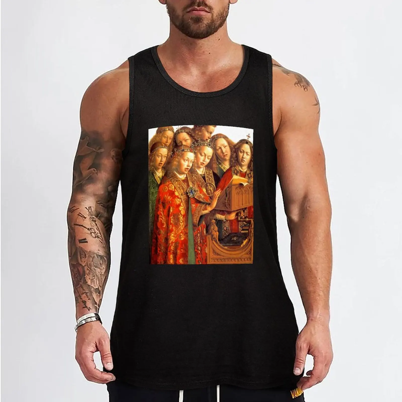 The Ghent Altarpiece (the Adoration of the Mystic Lamb)-Choir of Angels Tank Top Gym t-shirt man cool things