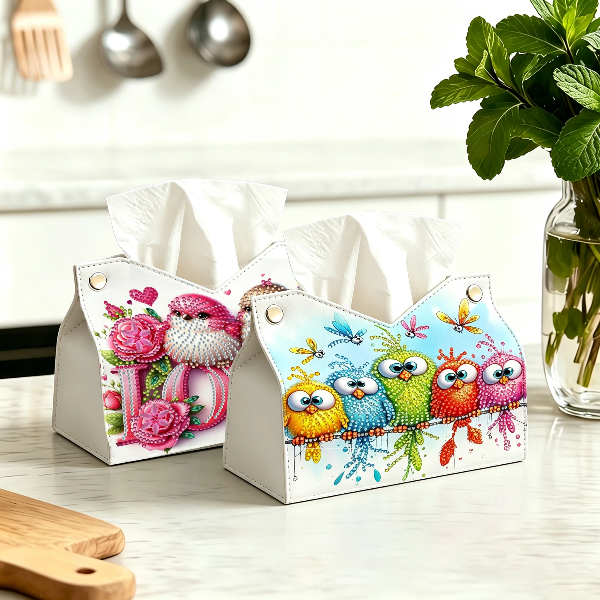 1PC 5D DIY Diamond Painting Kit Animal and Flower Pattern PU Leather Material Home Office Decoration, Creative Holiday Gifts