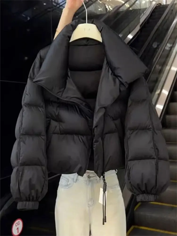 

Bla ort Thiened Cotton Jaet Women's Winter Faionable High-End Feel Small Size Coat Korean Sle Commute Clothes