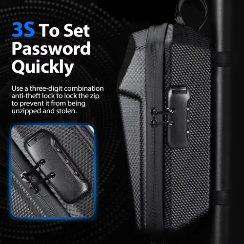 Imagen 2 del producto NEWBOLER-bolsa frontal para patinete eléctrico, 3L/5L, con bloqueo de contraseña, impermeable, EVA, gran capacidad, Universal, accesorios