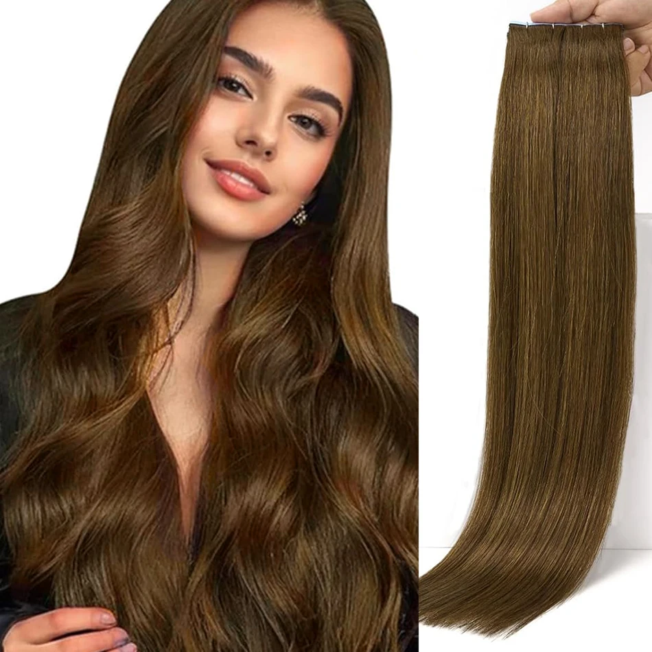 Лента из 100% человеческих волос, прямая, двусторонняя, блондинка, удобная, шелковистая, натуральная лента Remy Virgin, прямая, двойная, с костями