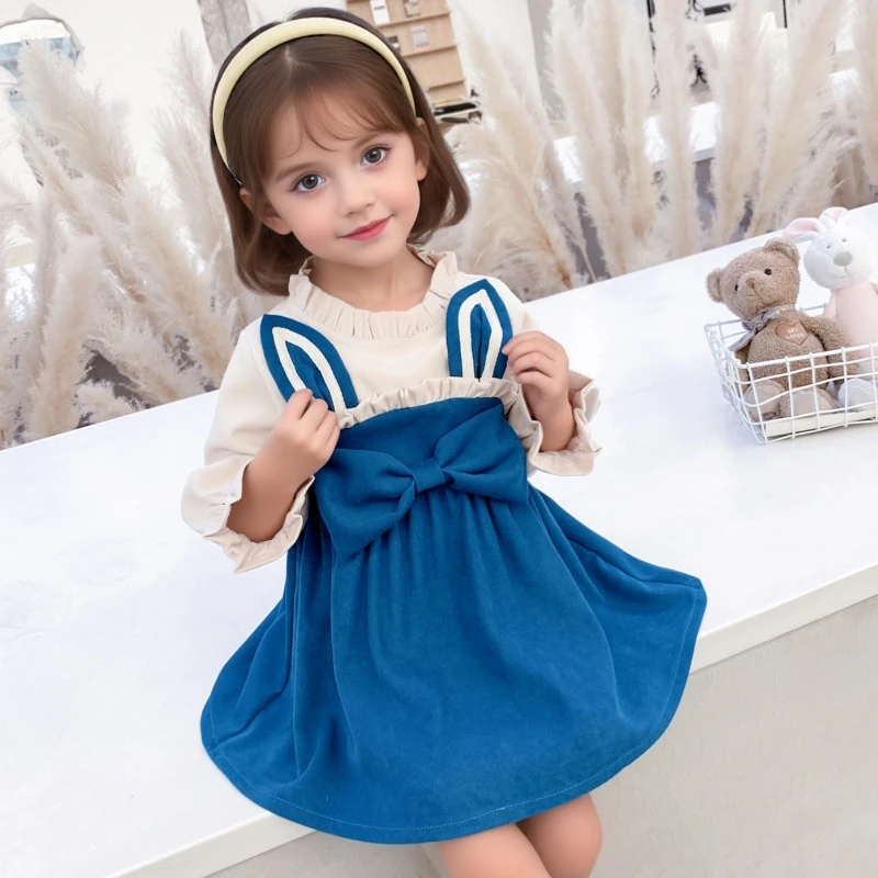 Baby Girl Dress Clothes Spring Long Sleeve Cute Bow Princess Dress Elegant Kid Costume Toddler Vestidos Infant Outfit Girl A1169