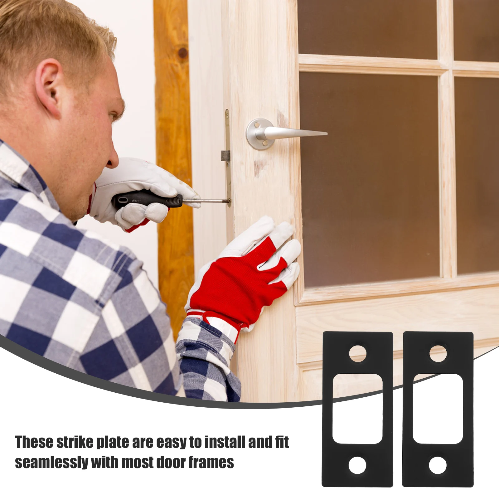 

4Pcs Metal Deadbolt Strike Plate Reinforced Design for Exterior Doors Easy Installation and Enhanced Security Door Kick Plate