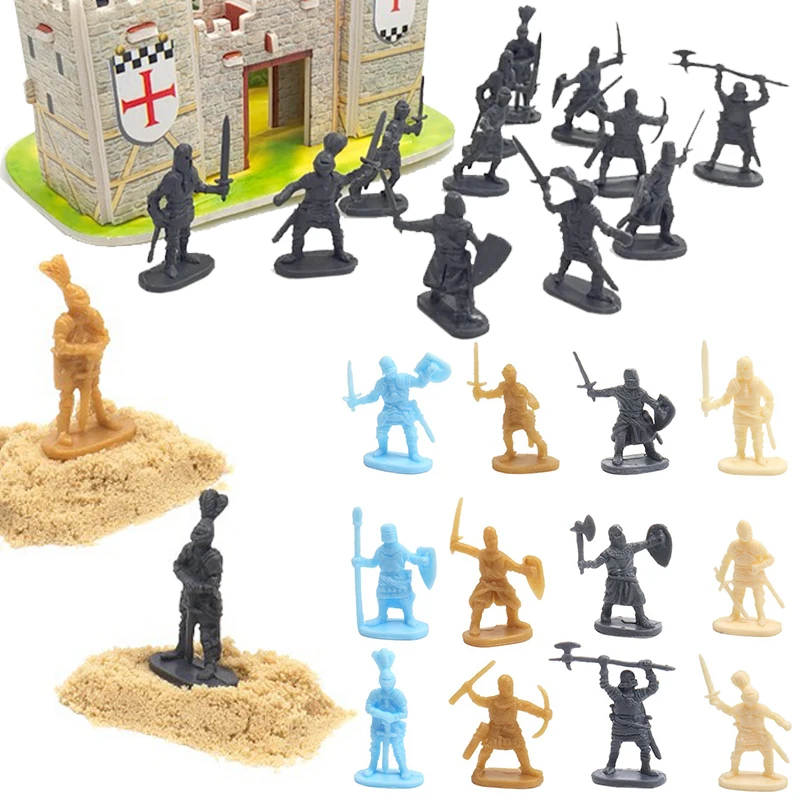 100PCS/Pack Ancient Warriors Soldier Miniature 1:72 Scale Medieval Soldier Model Colorful DIY War Scene Decoration Materials ZYF