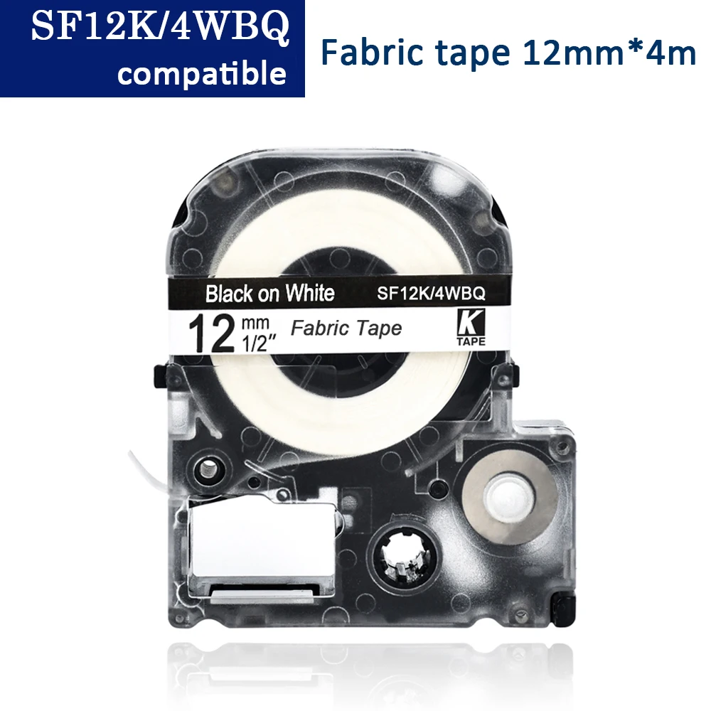 Cinta de etiquetas para impresora Epson KingJim SF12K, 12mm, negro sobre blanco, LK-4WBQ, LW-300, LW-400, LW-600, 3 paquetes